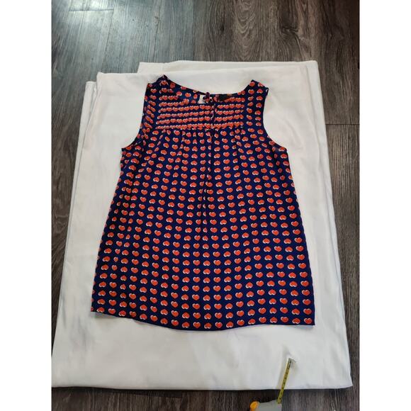 Cynthia Rowley Sleeveless Blouse S Holiday Cherry Girl Prints Casual Preppy - Picture 3 of 9